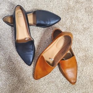 A New Day loafers flats brown & black 2 pair Size 10